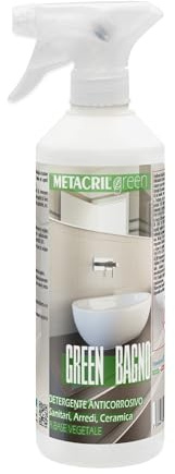 Metacril Green Baño + Vaporizador, Limpiador Anticorrosivo Orgánico, de Origen Vegetal, para Sanitarios, Muebles y Cerámica - 1L