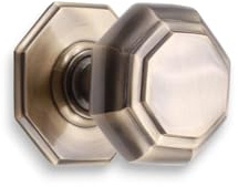 Infinity Decor Antique Brass Octagonal Solid Brass Large Centre Door Knob Pull Handles 80mm – Ideal for External and Internal Use