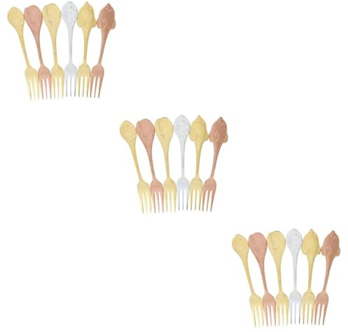 Alipis 18pcs Stainless Steel Flatware Long Handle Dessert Forks in Dolphin Whale Colors Fine Polished Non-Slip Grip