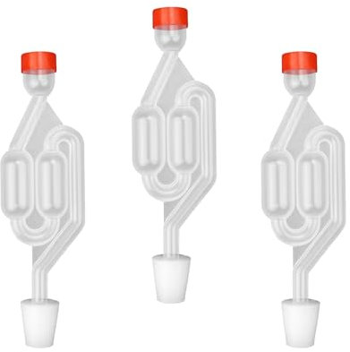 0XBIT Transparent Gärbehälter, 3 Stück Gärröhrchen, Gärröhrchen mit Gummistopfen, Fermentation Röhrchen, für Brauen von Bier, Wein, Fermentiertem Sauerkraut