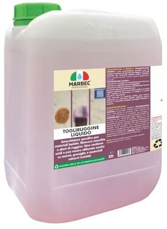 MARBEC Togliruggine liquido 5LT | Smacchiatore per ruggine, ossidi metallici e fertilizzanti ferrosi da pavimenti e rivestimenti.