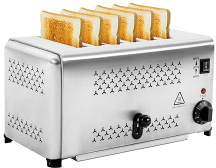 2400W Toaster aus Edelstahl mit 6 Schlitze, Einstellbare Zeit Toaster mit 3 Toastmodi (2, 4 oder 6 Scheiben), Toaster Toastautomat mit Krümmelschublade