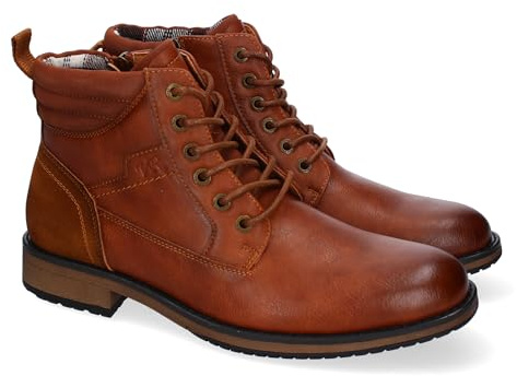 shoes&blues.es 88080 Botines de Hombre, Comodos y Elegantes, Diseno Clasico con Punta Redonda, Cierre de Cordones y Cremallera Lateral. Cuero Talla 42