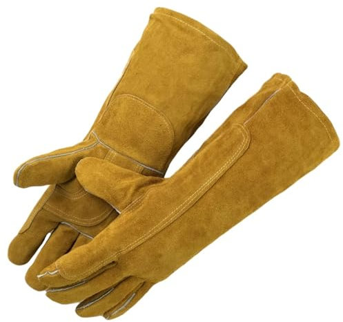 Tadoiooy 1Pair BBQ Handschuhe mit Fingern Hitze & tragen resistente Grillhandschuhe 15,8 Zoll Länge Kaminhandschuhe leicht zu reinigen Feuerhandschuhe zum Rauchen des Grillens