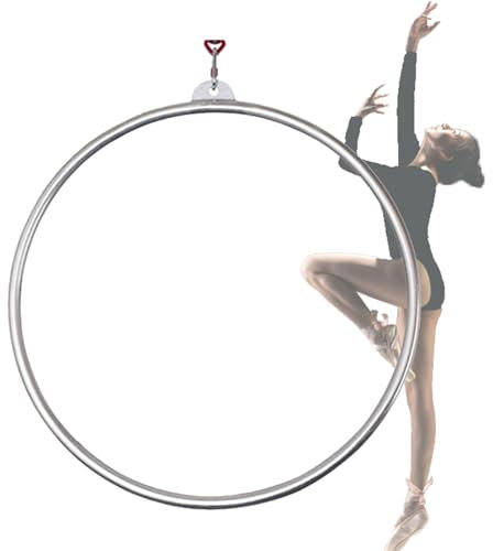 FFYUTING 85 cm/33,5 Zoll Lyra Aerial Hoop Kit, Aerial Ringe Ausrüstung für Zuhause, Fitnessstudio, Clubs, professioneller Single Point Aerial Hoop aus Edelstahl