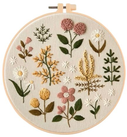 Kit de Broderie Floral, Kit de Broderie pour Débutants, Embroidery Kits, Artisanat DIY, Adultes (11)