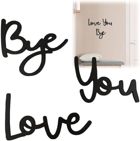 Love You Bye Wood Signs Wall Decor,Wood Love You Bye Above Door Sign,Handcrafted Plywood Script Sign,Modern Black Letter Sign,Elegant Wall Decor Sticker for Hallway Letters for Home Decoration 1#