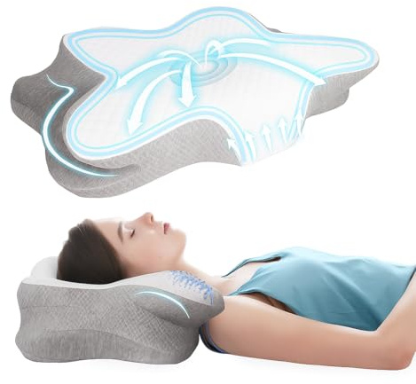 Cloud Booth Ltd Oreiller cervical en mousse à mémoire de forme, soutien ergonomique du cou pour les personnes dormant sur le côté, le dos, le ventre