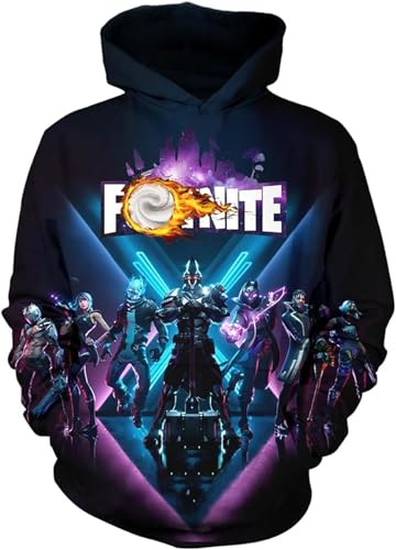 Suyaluoi Huvtröja med Battle Royale-speltema, pullover för pojkar/unisex, med 3D-tryck, anime-tröja för flickor, långärmad, svart, 130