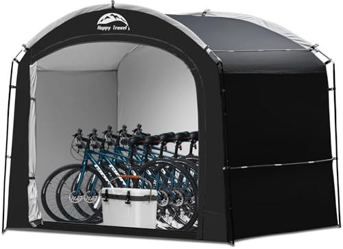 Tente de Rangement pour vélos, Housse de vélo Portable et imperméable avec 30% d'espace de Rangement supplémentaire sur Le Dessus pour 5 vélos, Clips faciles à Installer, abri extérieur pour Moto