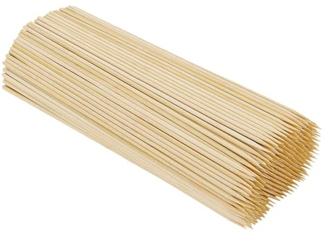 JEUIHAU 500 st 30 cm bambuspettpinnar, naturliga träspett 0,1 cm tjocka spettpinnar för grillning, grillning, kebab, förrätt, frukt, cocktail, fonduepinnar, korv