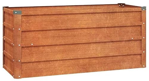 Aiuola rialzata in acciaio corten, 100 x 40 x 45 cm, effetto ruggine, durevole e resistente alle intemperie, per giardino, terrazza o balcone, moderna fioriera per erbe, verdure e fiori