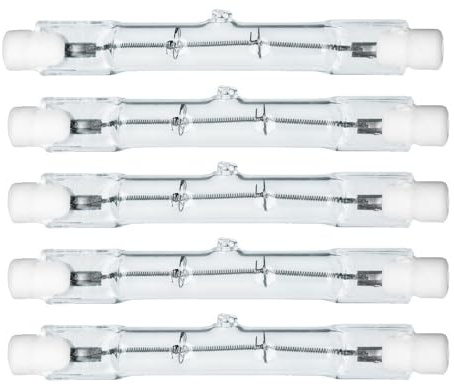 NCC-Licht 5x Halogen Leuchtmittel R7s Stab 78mm 48W warmweiß dimmbar | dimmbarer Halogenstab, ersetzt 60W, für Arbeitsleuchten Strahler und Stehleuchten