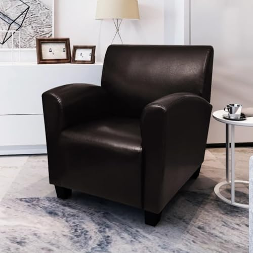KTHLBRH Sessel aus Kunstleder, Dunkelbraun, modern, ergonomisch, mit Kunstlederbezug und komfortabler Polsterung