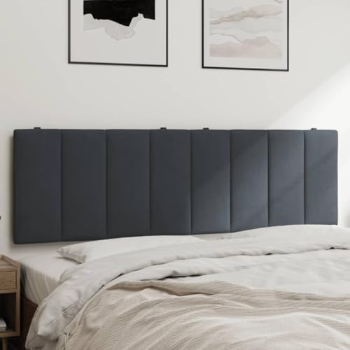 Qnhdfrt Kopfteil Hanko Samt 160 cm Dunkelgrau Bequemes Wandkissen mit Schaumstoff Rückenlehne Modernes Design Klett für LED geeignet für Bett 160 cm