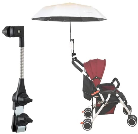 Soporte para paraguas para cochecito, clip de conector de paraguas al manillar, abrazadera universal ajustable de 360 grados para carrito de golf, Apto para la mayoría de los paraguas