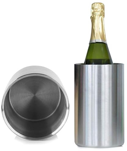 Weinkühler Edelstahl, Flaschenkühler, Weinflaschenkühler, Doppelwandiger Outdoor, Weinkühler - Eiswürfelkühler, Flaschenkühler für Wein, Champagner und Sekt Flaschen