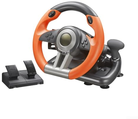 Volante de juego, volante de carreras versátil para PC, volante de PC y palanca de cambios y pedal para PS4 para Switch para Xbox Gaming (naranja)