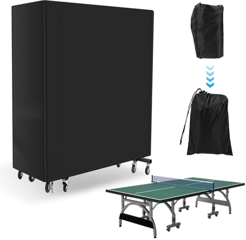 Tischtennisplatte Abdeckung Wetterfest 165x70x185cm Tischtennis Schutzhülle 210DOxford-Gewebe UV-Schutz Winddicht Tischtennis Abdeckung für Drinnen Draußen