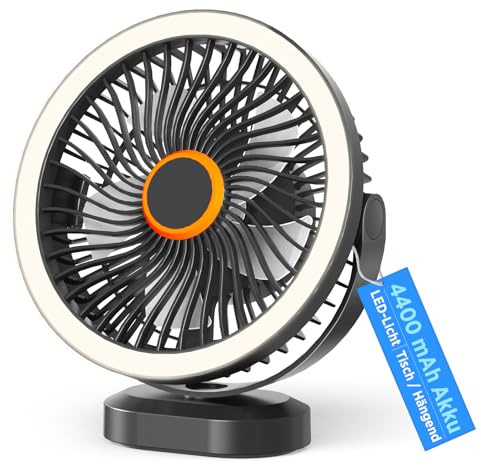 Lepwings Ventilador Portatil Silencioso 4-12H con Luz LED y Gancho Colgante