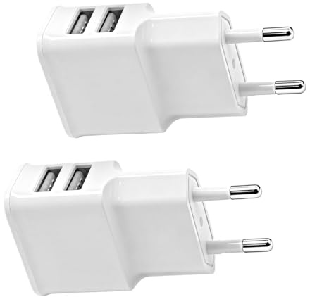 2 Pcs Cargador USB Doble Enchufe Pared USB Carga 5V 2.1A Rápida 10w 2000mA