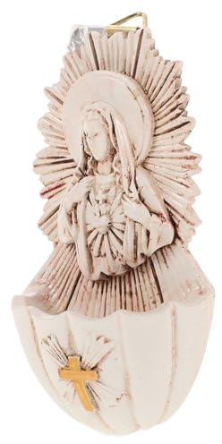 NIYANGLE Holy Water Font Catholic Wall Hanging Decor Resin Material with Elegant and Safe Features, for Church Scene Decor and Wall Decorative Purposes