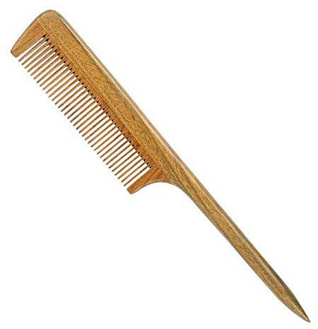 LWBTOSEE 100% naturel en bois Peigne à queue fine dents Peigne en bois, bois de santal Vert antistatique Démêlant Peigne en corne pour homme, femme et filles, peigne à cheveux pour cheveux épais