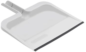 Superio Clip-On Dustpan with Rubber Lip - 10-inch Wide Durable Plastic Dust Pan with Comfort Grip Handle, White, 1-Pack