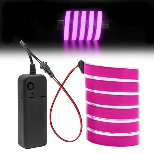 EL-Draht mit 3 V Batteriebox, 1 m Neonschlauch, Stroboskop, Elektrolumineszenzdraht für Party, Auto, Halloween, Weihnachten, DIY-Dekoration, rosa (ohne Batterie)