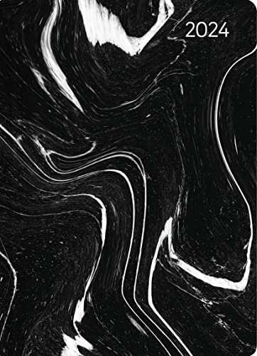 Mini-Buchkalender Style Marble 2024 - Taschen-Kalender A6 - Marmor - Day By Day - 352 Seiten - Notiz-Buch - Alpha Edition