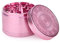 Spespo Herb Grinder, Molinillo de hierbas Premium de aluminio de 2.5 pulgadas（63mm) con flor en relieve, 4 piezas, molinillo grande con raspador de polen (Rosa)