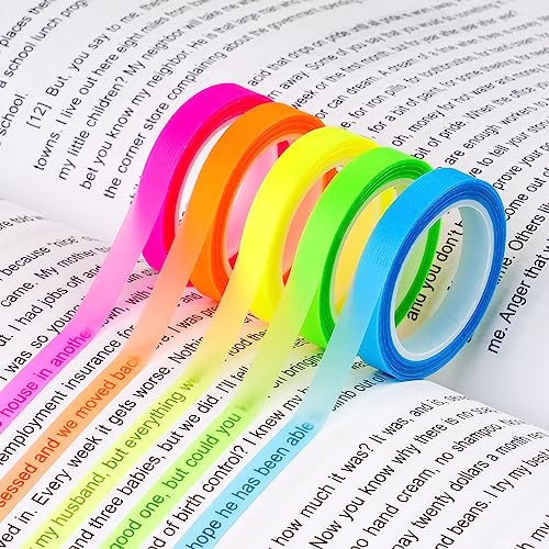 Highlighter Tape, 10 Rolls Transparent Highlighter Strips, Removable Transparent Sticky Notes, Colorful Index Tabs, Book Annotation Kit for Revision Supplies Study Essentials