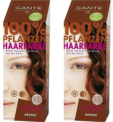 SANTE Naturkosmetik Pflanzen-Haarfarbe Pulver Bronze, Hennapulver, 100 g (2er Pack)