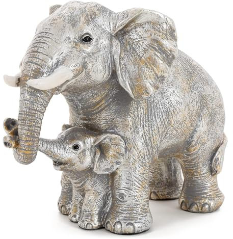Irayin Elefantes Decoracion Figuras, Elefante de la Suerte, Figuras para Salon, Regalo para Aficionados de los Elefantes, Decoración para Salón, Escritorio, Oficina - Plata