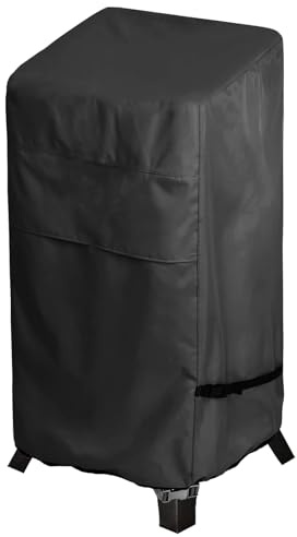SUPERHOLD Electric Smoker Covers for Outside - Waterproof 30 Inch Vertical Smoker Cover for Most Square Gas Propane BBQ Smokers (18W x 17D x 33H inches, Black) Smoker Grill Cover Nonfading
