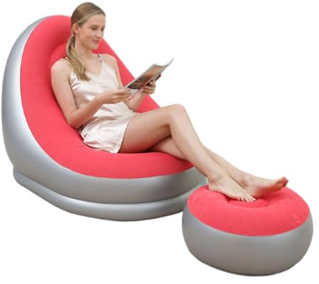 AIZYR Tragbarer Aufblasbarer Stuhl Aufblasbare Liege Luftcouch, Aufblasbares Sofa Klappbarer Luftstuhl Für Picknicks Im Freien, Camping, Strand, Reisen, Zuhause,Rosa