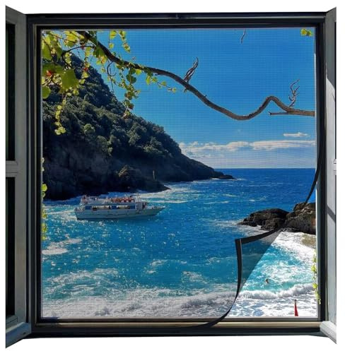 Moustiquaire pour Fenêtre, Toile Moustiquaires, Transparent Filet Anti-Insectes 115x100cm Rideau de Fenêtre anti Mouche, Moustiquaires Fenêtre (Largeur x Hauteur) Noir