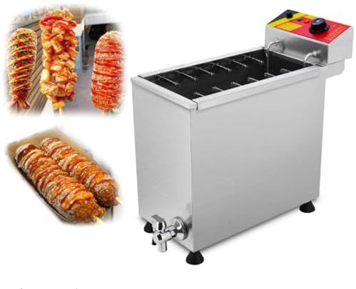 INTBUYING Electric 12L Corn Hot Dog Fryer Machine Non-Stick Temperature 140-392℉ for Sausage Cheese with Oil Discharge Valve 110V 1800W