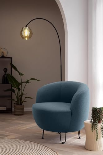 DOMO. collection Sessel Carpa, Polstersessel, blau | Sessel mit Metallfuß, eleganter Polstersessel mit ovalem Design und stilvollen Metallfüßen, 72 x 76 x 72 cm (BxTxH)
