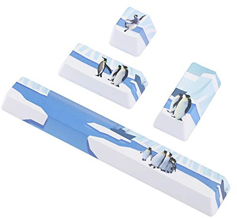 ciciglow Kit de Capuchons de Touches à Motif Pingouin, Ensemble de Capuchons de Touches PBT Pingouin Espace + ESC + Entrée + Touche D'entrée du pavé Numérique, Capuchon de Touche (Dena est 1oh 5ET