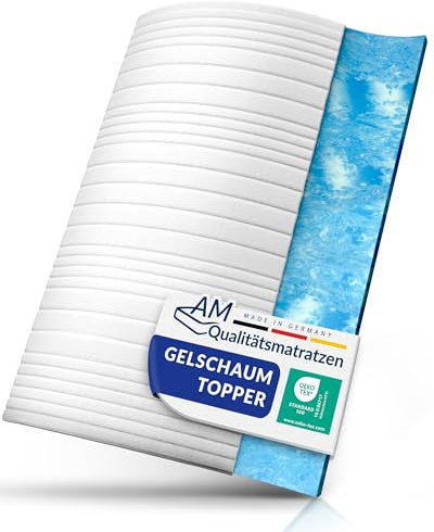 AM Qualitätsmatratzen Gel Topper 100x200 - Made in Germany - Gelschaum Topper 100x200cm mit waschbarem Bezug - Oeko TEX zertifizierter Memory Foam Matratzentopper 100x200 - Matratzenauflage weich