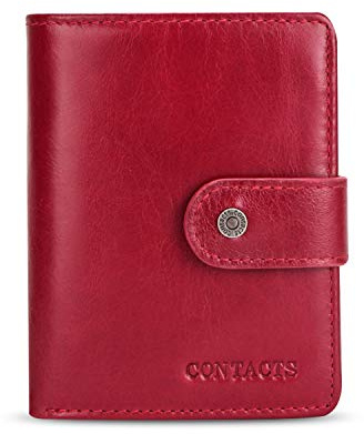 FANDARE Moda Portafoglio Uomo Donna con RFID Corto Portafogli Pelle Portafoglio Pieghevole, con 12*porta carte di credito,1 * moneta tasca, per viaggi, feste, matrimoni,affari Marrone Rosso