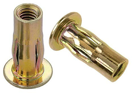 Metal Magery Steel PRE-BULBED Shank Threaded Insert Multi Grip Rivet Nut 5/16-18 X .020-.280 Grip Range Gold Zinc Finish (Pack of 25)