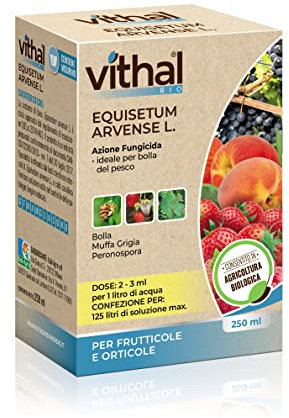 VITHAL Fungicida per Piante Frutticole e Orticole - a base di Estratto di Equisetum, Fungicida 100% Naturale e Biologico per Protezione Contro Bolla, Muffa, Monilia, Peronospora e Oidio, 250ml