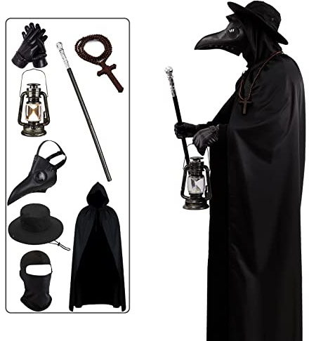 WETRBWEH Scary Halloween Costumes for Men, Plague Doctor Costume Plague Doctor Mask for Party Prom Gifts
