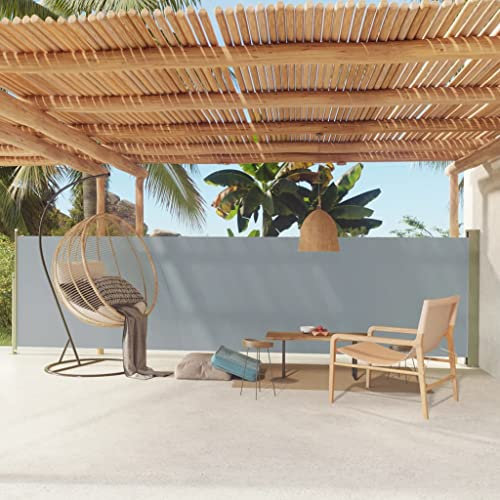 puraday 140x600 cm Seitenmarkise Ausziehbar Grau Terrassen-Sichtschutz Balkon Seitenwand Stilvolle Seitenmarkise Wind- Und Sonnenschutz Sichtschutz Und Einfache Installation