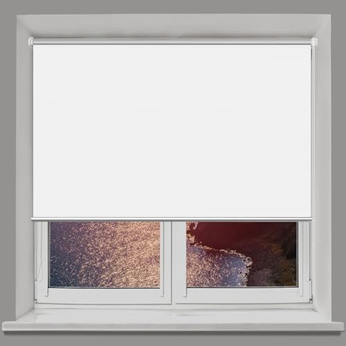 Verdunkelungsrollo Ohne Bohren 35 x 210 cm Hitzeschutz und Sichtschutz Seitenzugrollo Verdunkelungs-Rollo Verstellbare für Schlafzimmer, Weiß