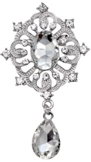 JINZIJINYU Spilla Gioiello Fiore con Diamanti in Lega di Strass e Cristallo, Accessorio di Abbigliamento Unisex, Argento