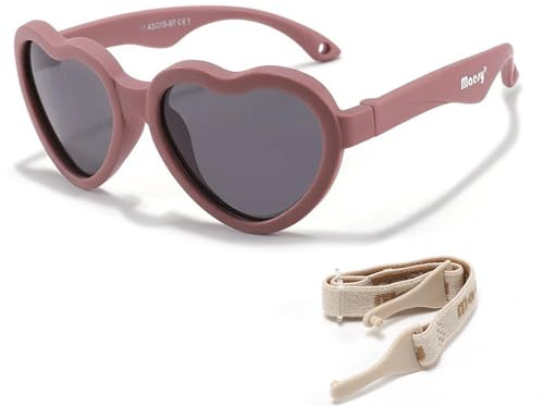 Maesy Occhiali da Sole Neonato e Bambino 0-2 Anni - Lenti Polarizzate UV400 Categoria Filtro 3 - Montatura Flessibile con Fascia Regolabile - Design a Cuore, Sicuri e Confortevoli - Maes, Viola