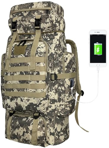 Vaupan 80L Wandern Rucksack, Camping Rucksack, wasserdichte große Outdoor Sport Reise Daypack Molle Rucksack für Männer Frauen (City Camo)